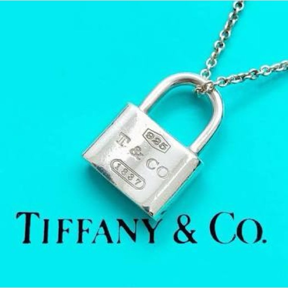 🔒TIFFANY & CO. Sterling Silver 925 Lock Padlock Necklace Dust Bag, Box, Gift Bag - Picture 1 of 7